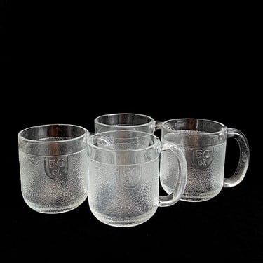 Vintage Scandinavian Finnish Art Glass Finland Set of 4 of Iittala 50cl KROUVI Beer Mugs Oiva Toikka 1973 Design 