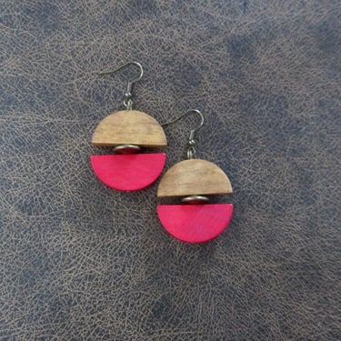 Two toned wooden geometric earrings 