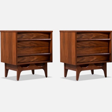 Mid-Century Modern Curved-Front Night Stands by Young Furniture