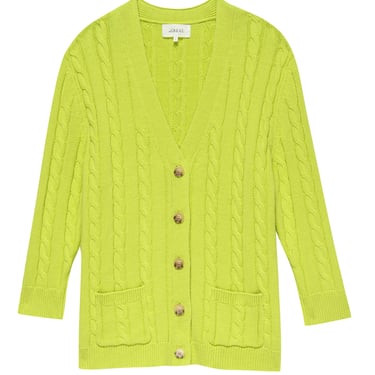The Cable Grandpa Cardigan - Lime