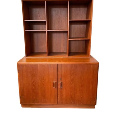 MCM Danish Teak 2 Piece Cabinet with Shelves 