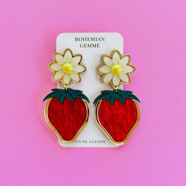Sample Sale Strawberry Daisy  Earrings