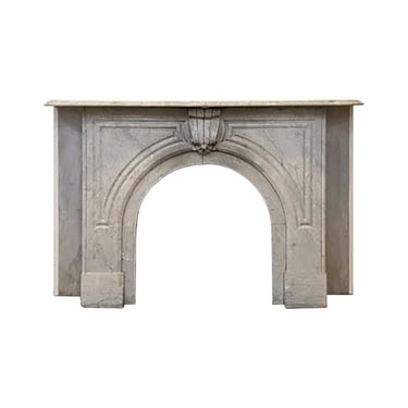 Reclaimed Arched Light Gray Marble Mantel