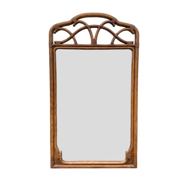 Coastal Mirror 48x27 LOCAL PICKUP Vintage Wooden Arched Curved Top Brown Faux Rattan Hollywood Regency Boho Chic Style 