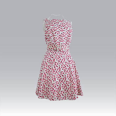 Vintage Sleeveless Mini Sun Dress, Petite Pink Rose Swing Dress, Ladies Sz 6 