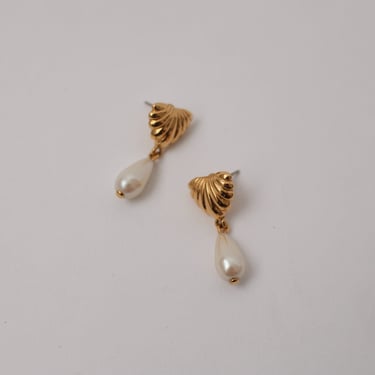 Vintage Textured Pearl Drop Earrings
