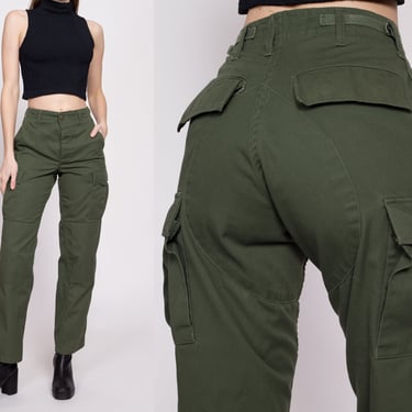 Vintage Army Cargo Field Pants - Extra Small, 22"-26" | Y2K High Waisted Olive Drab Military Trousers 