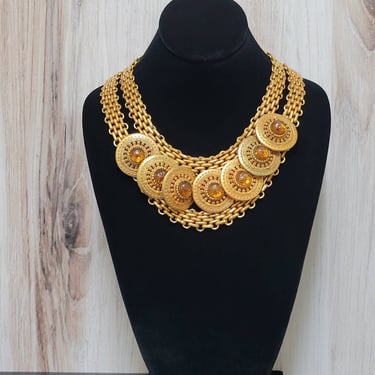 Dominique Aurientis Gripoix Gold Collar Necklace - Vintage Statement Jewelry 