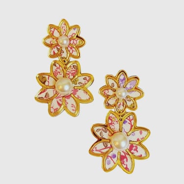 Sample Sale Pink Floral Print Dangles
