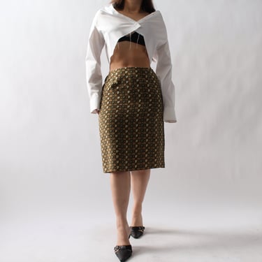 90s Pear Green Silk Skirt - W27