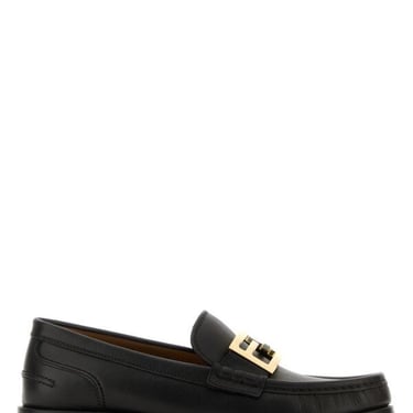 Fendi Woman Black Leather Baguette Loafers