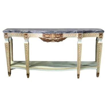 Faux Marble Paint Decorated Gilded Painted Louis XVI Style Console Table