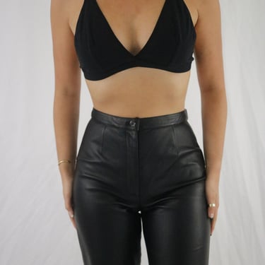 Vintage Black Leather Classic Pants - 26in/27in Waist 