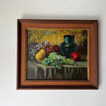 60's Vintage Fruit Still Life Oil Painting, Frame 