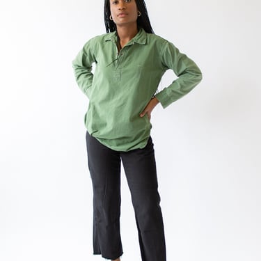 Vintage Sage Green Lightweight Popover Tunic Shirt | Pullover Henley | M L | GP016 
