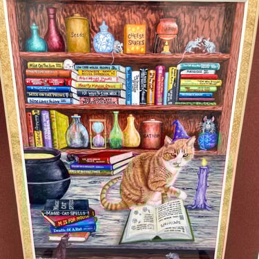 Magic Cat Spells Charlene Taylor D'Alessio Artist-Signed "Merlin's Dilemma" #19/35 Original Print | Gallery Wall 