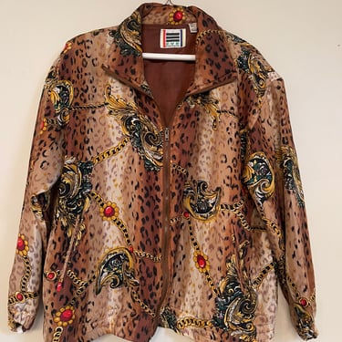 Vintage Cheetah Gold Chain Silk Jacket 