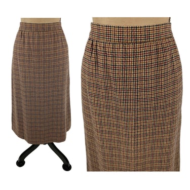 90s Tweed Skirt Size 16 - XL | A Line Midi Houndstooth Wool Blend | Office Academia Fall Clothes Women | Vintage Plus Size from Joan Leslie 