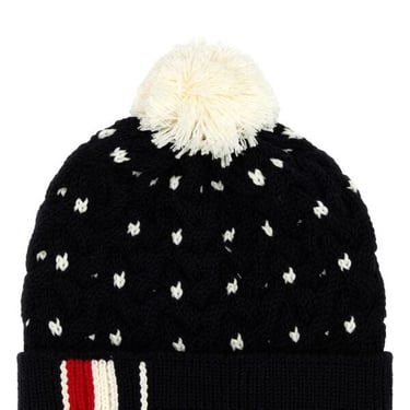 Thom Browne Man Blue Wool Beanie Hat