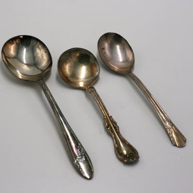 vintage silver plate condiment serving spoons 