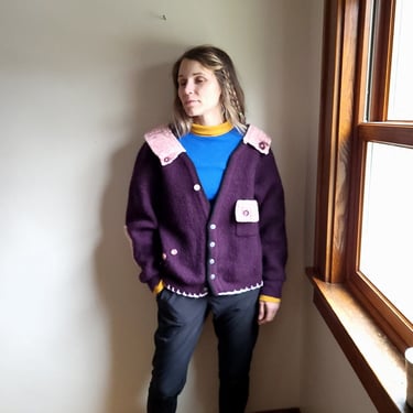 L-XL| 70s Cowichan Thunderbird Eagle Cardigan Sweater