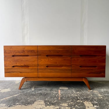 Sculptural Solid Walnut Dresser, Circa 1965