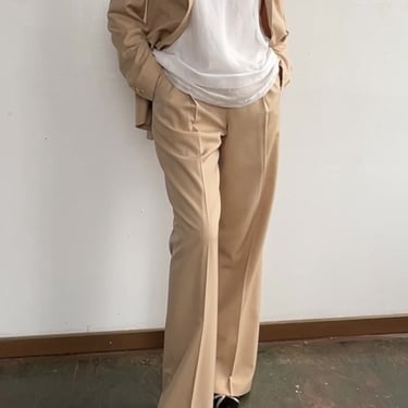 Sand Silk Straight Leg Trousers (L)