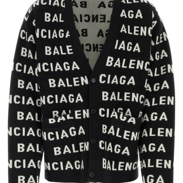 Balenciaga Men Black Wool Blend Cardigan