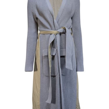 Veronica Beard - Grey & Tan Mixed Media Trench Cardigan Sz XS