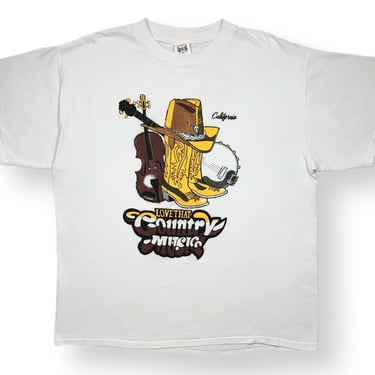 Vintage 90s “Love That Country Music” Cowboy Boot California Destination/Souvenir Style Graphic T-Shirt Size Large/XL 