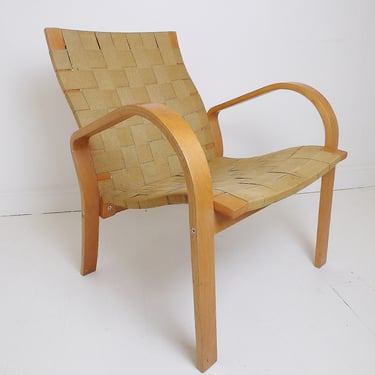 Vintage Scandinavian Bentwood Beech Lounge Chair Armchair 