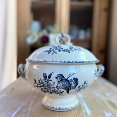 Beautiful rare find vintage French soup tureen from a famous maker Sarreguemines 