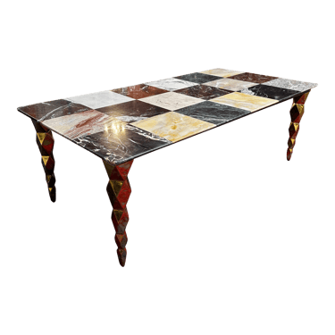 Mid-Century Italian Marble and Brass Coffee Table, 1980s