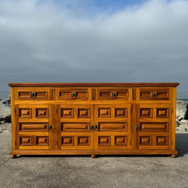 Handcrafted Spanish Colonial Mahogany Credenza, Mexico, c.1970