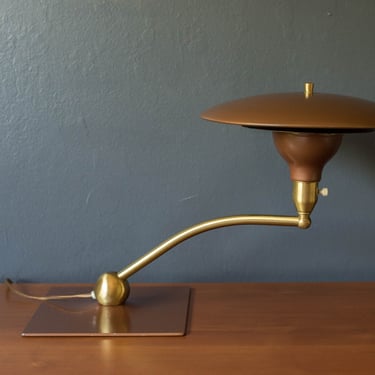 Vintage Brass Sight Light Desk Lamp by M.G. Wheeler 