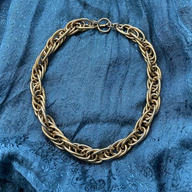 Vintage ‘80s Anne Klein elliptical link chain necklace | chunky gold necklace 