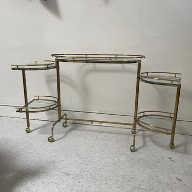 Hollywood Regency Brass and Glass Bar / Tea Cart 