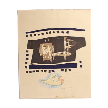 Max Papart “Araire noir” L/E Lithograph w additional Hand Drawn Bird 