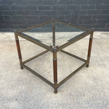 Vintage Brass Italian Hollywood Regency Cocktail Coffee Table with Glass Top, c.1960’s 