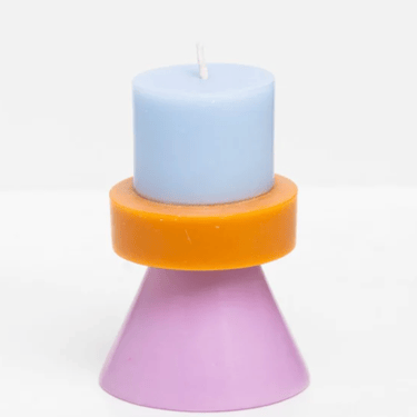 Stack Candle, Small in Sky, Caramel &amp; Violet