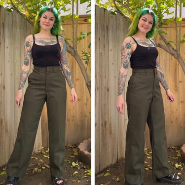 Vintage 1977 Green Wool Military Trousers 