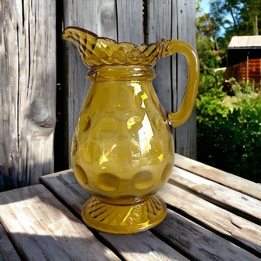 Antique Central Glass Co Rope and Thumbprint 0796 Amber Creamer 