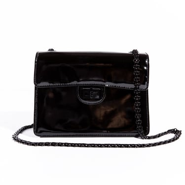 CHANEL 1996 Mini Black Patent Crossbody with Black Chain Strap