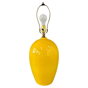 1970s Large Haeger Intense Yellow Ceramic Table Lamp Mid Century