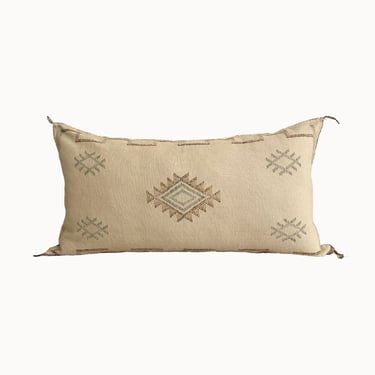 King Size Moroccan Cactus Silk Pillow | Cream