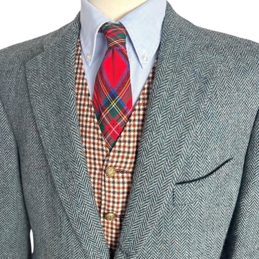 Vintage DONEGAL TWEED 100% Wool Blazer ~ 44 Regular ~ Herringbone ~ jacket / sport coat ~ Preppy / Ivy / Trad ~ 