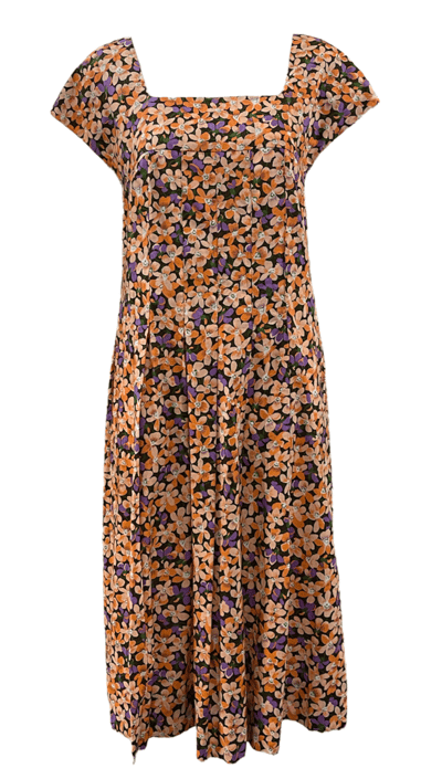 Christian Dior Pret-a-Porter 70s Floral Cotton Floral Sun Dress