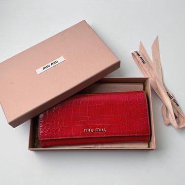 Miu Miu Red Leather Long Wallet 