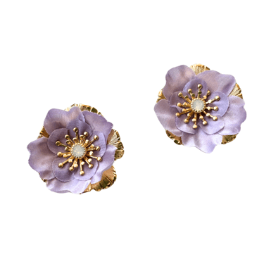 The Pink Reef Lilac Hand Cut Floral Studs