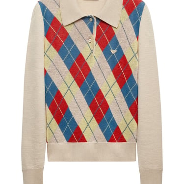 Prada Women Wool Argyle Polo